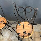 Set of 4 vintage wrought iron chairs from the 1940s.