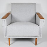 Mid-century modern armchair, restored, 1960, light grey