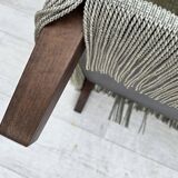 1970s, Danish armchair, original green furniture velour, beech wood.