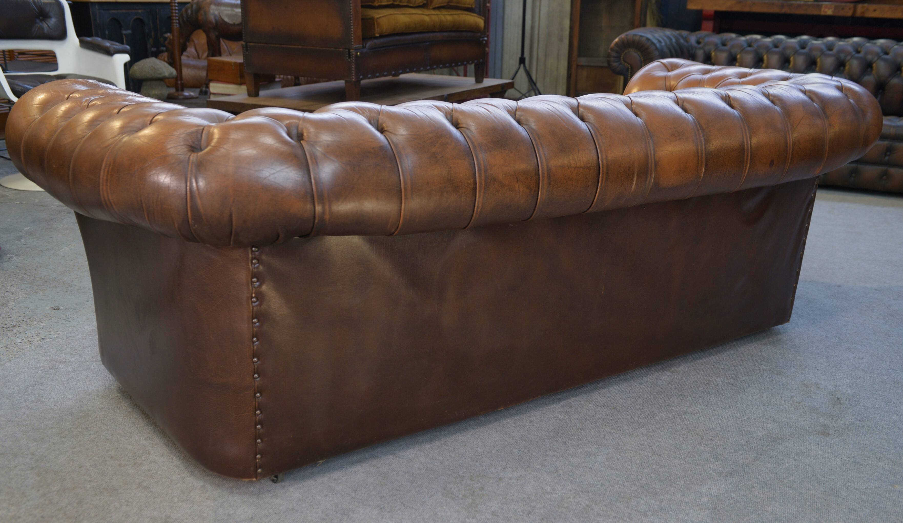 Chesterfield sofa in tan leather