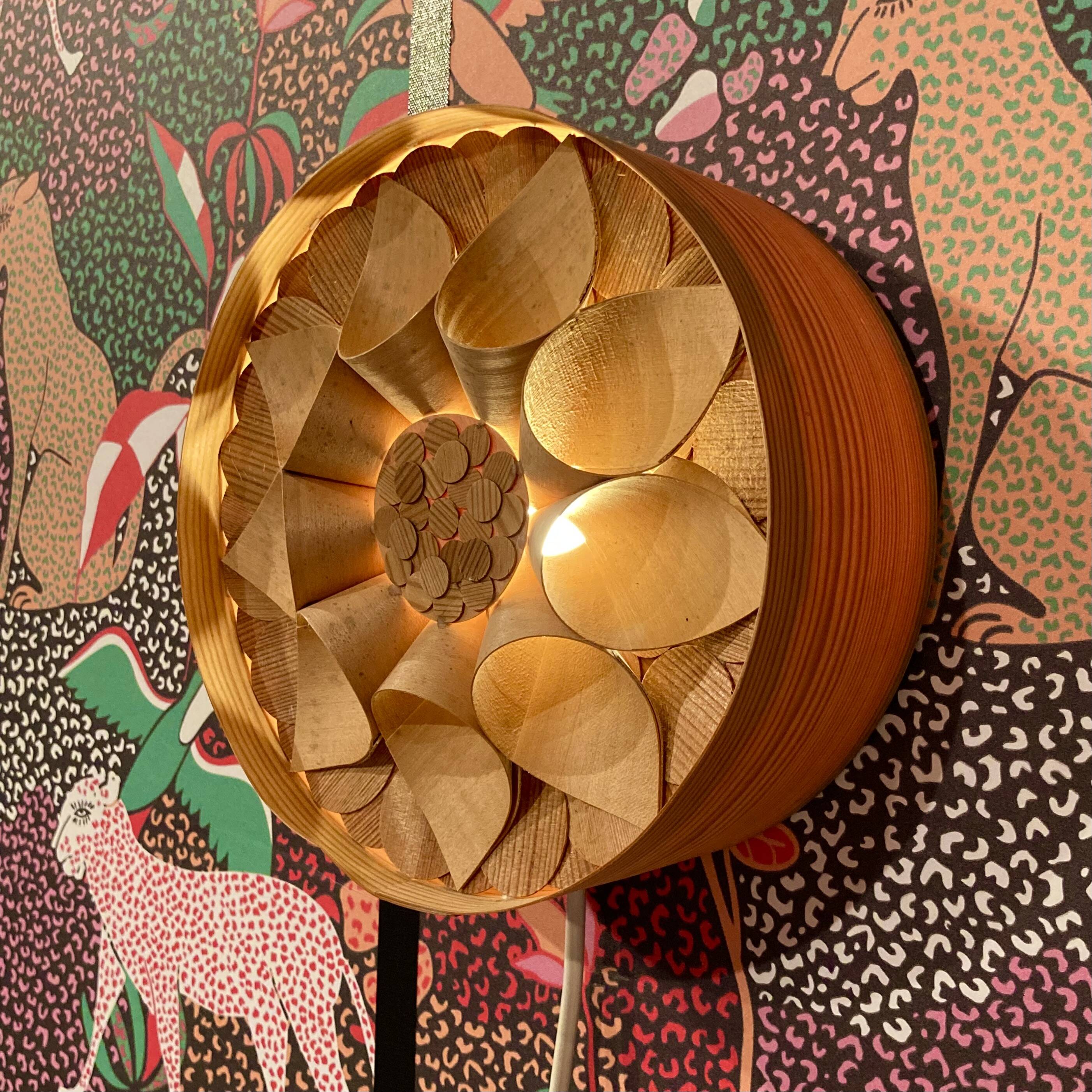 Large wooden wall light, Scandinavian design, 1950s.
