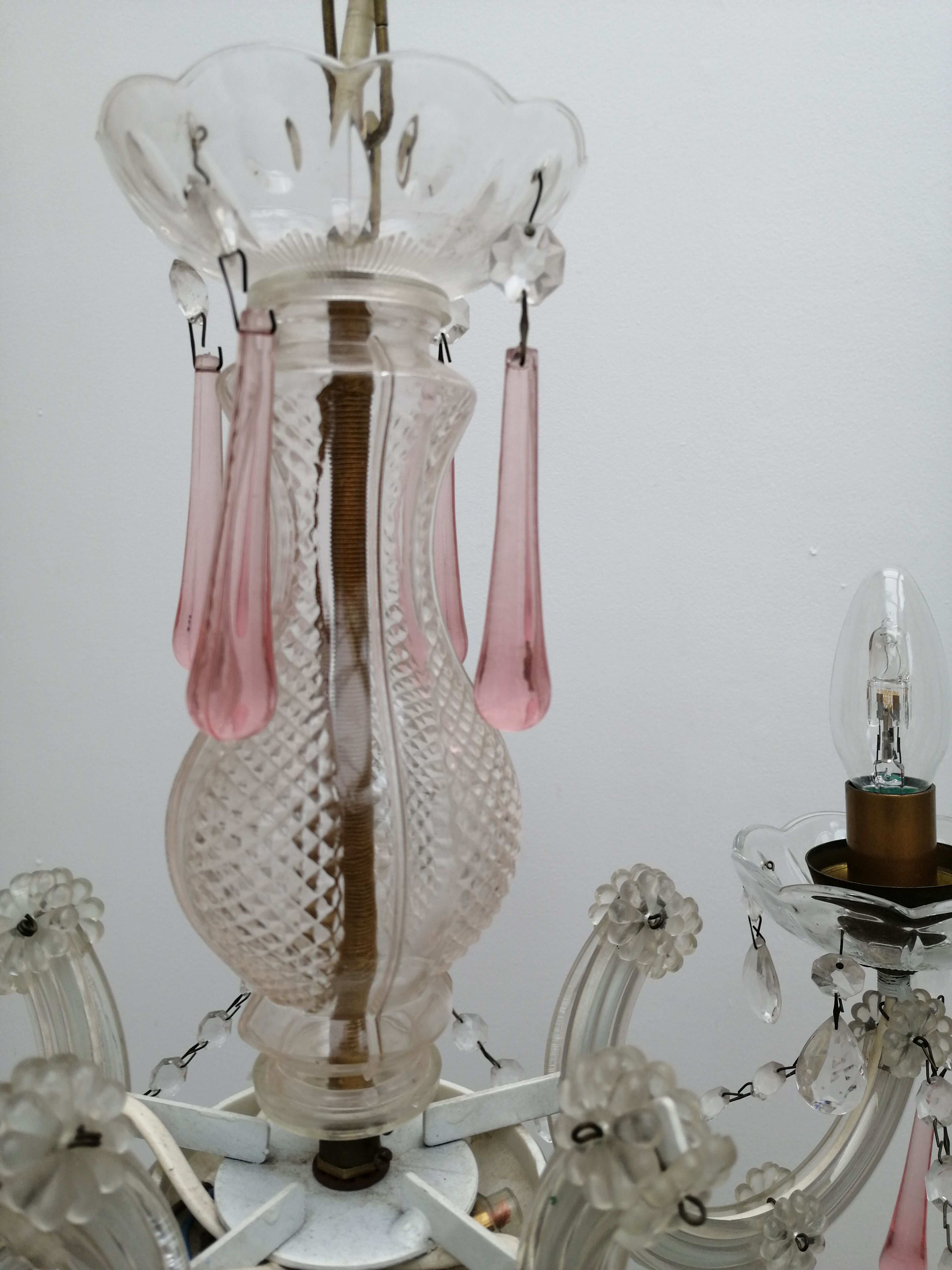 Pink stamps chandelier