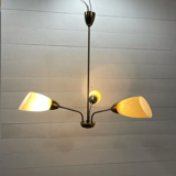 Plafonnier cuivre - verre jaune lait