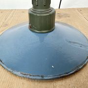 Industrial Blue Enamel Military Pendant Lamp with Cast Aluminium Top, 1960s