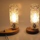 Pair of matching bedsides in light wood and 1960s glass