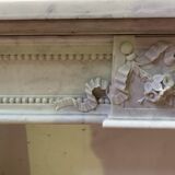 Louis XVI style fireplace in white Carrara marble, 19th century