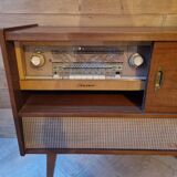 Vintage radio and record cabinet