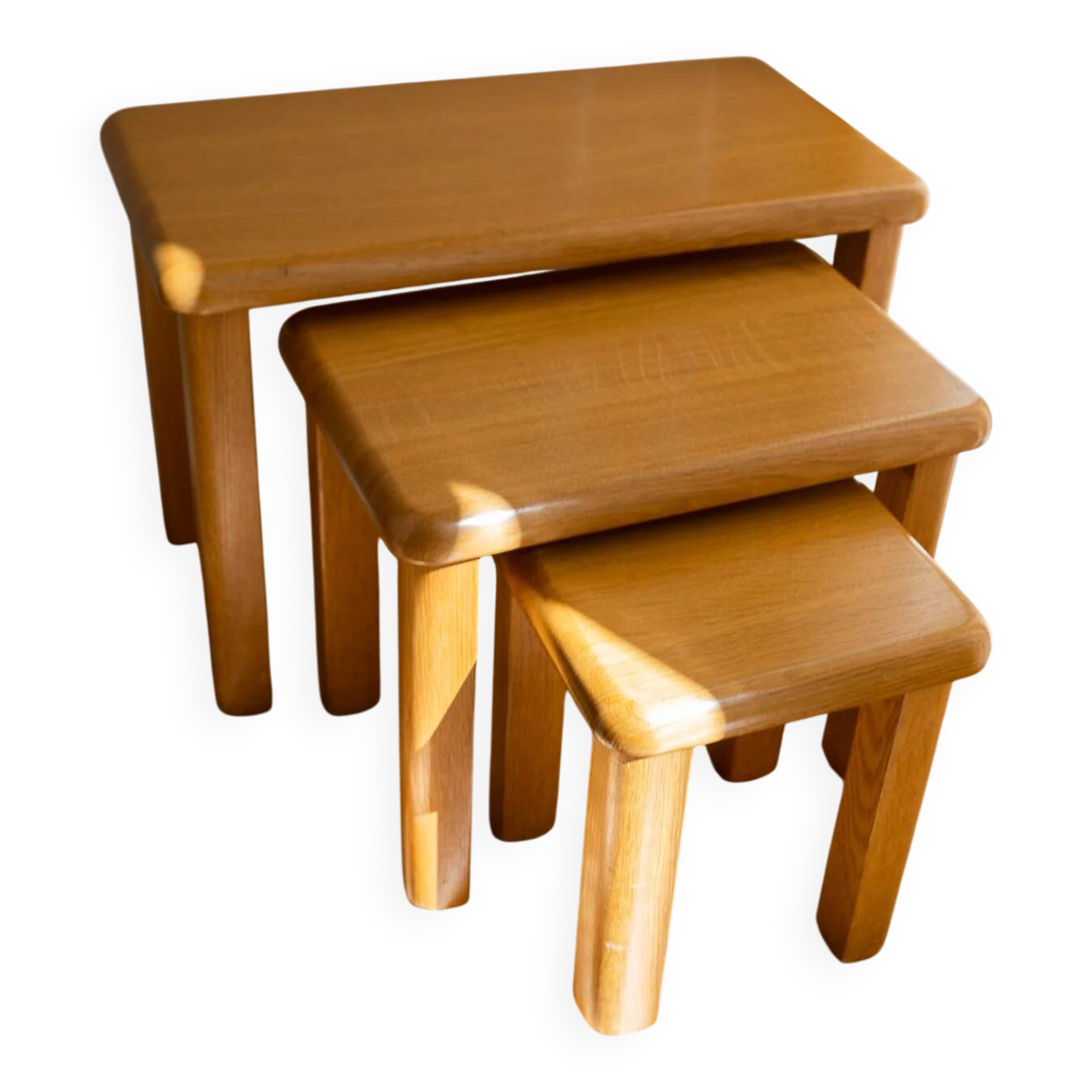 Vintage brutalist 60s/70s oak nesting tables