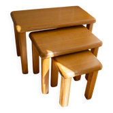 Tables gigognes en chêne brutalistes vintage des années 60/70