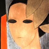 André Minaux (1923-1986). "portrait of elegant." fat pastel on paper signed on view 64 x 49 cm