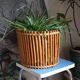Pot cover basket Art-popular bamboo and scoubidou 50s