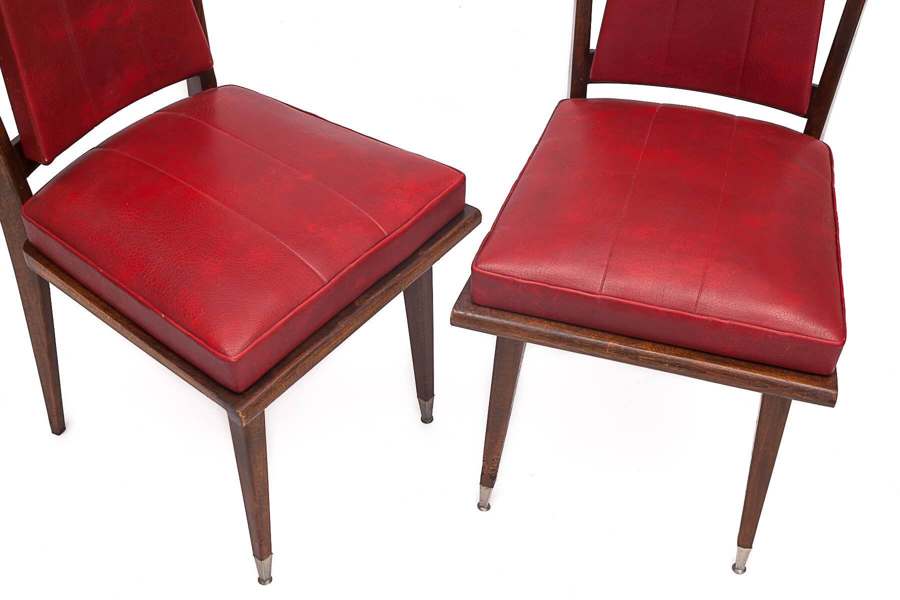 Pair of red Art Deco chairs, 1950