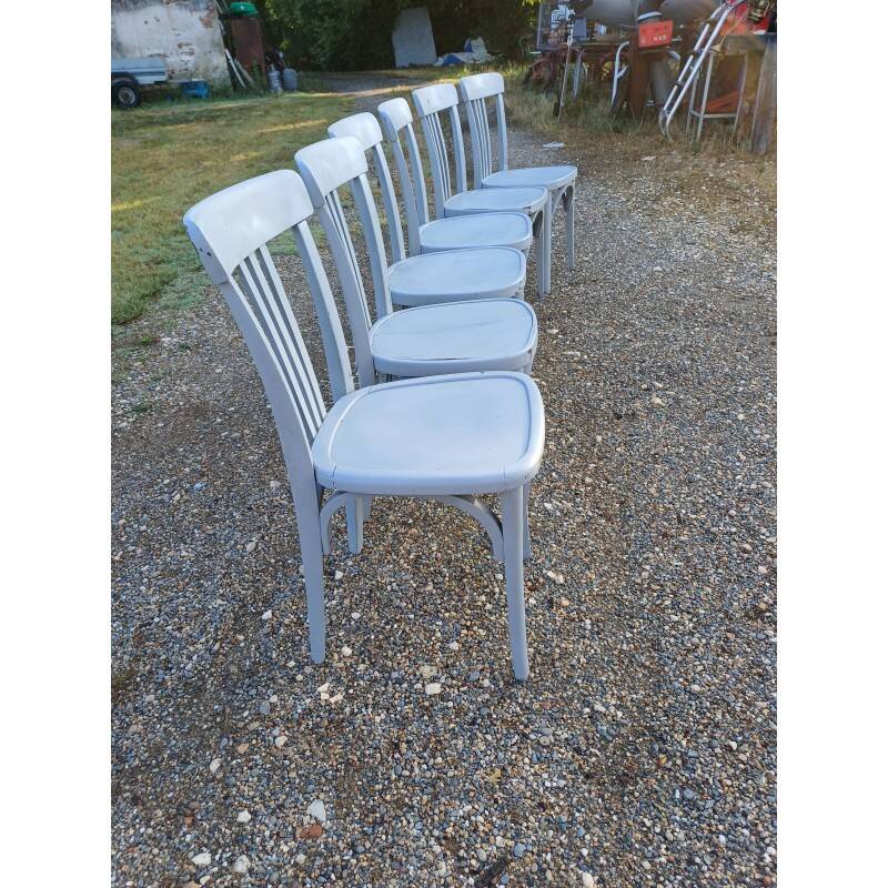 6 Baumann bistro chairs in old grey limed wood