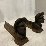 Pair of Heavy Antique Chenets (Fireplace Andirons) – Cast Metal, 10–15