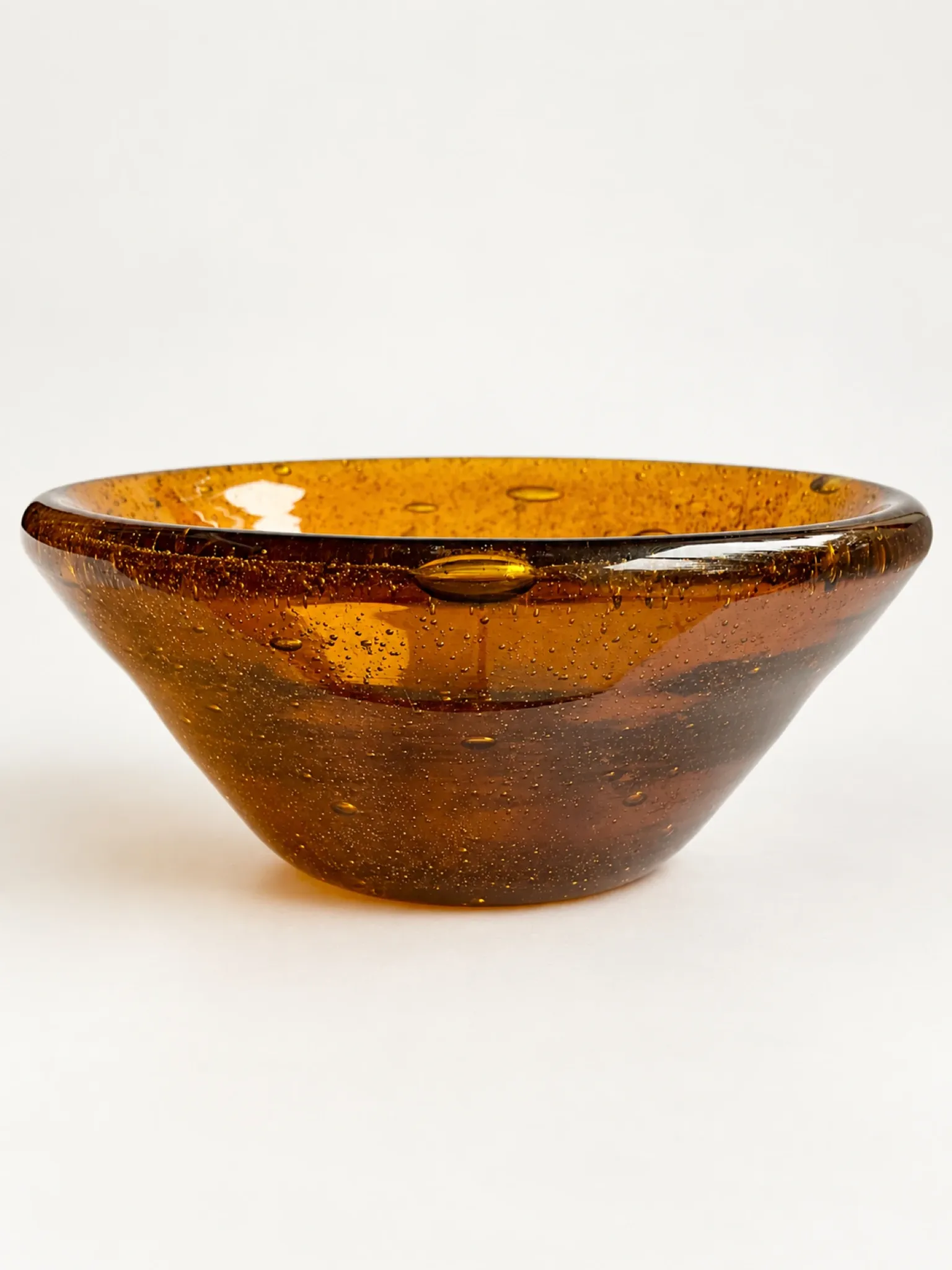 Amber bubble glass coupe attributed to Biot – Vintage