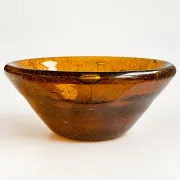 Amber bubble glass coupe attributed to Biot – Vintage