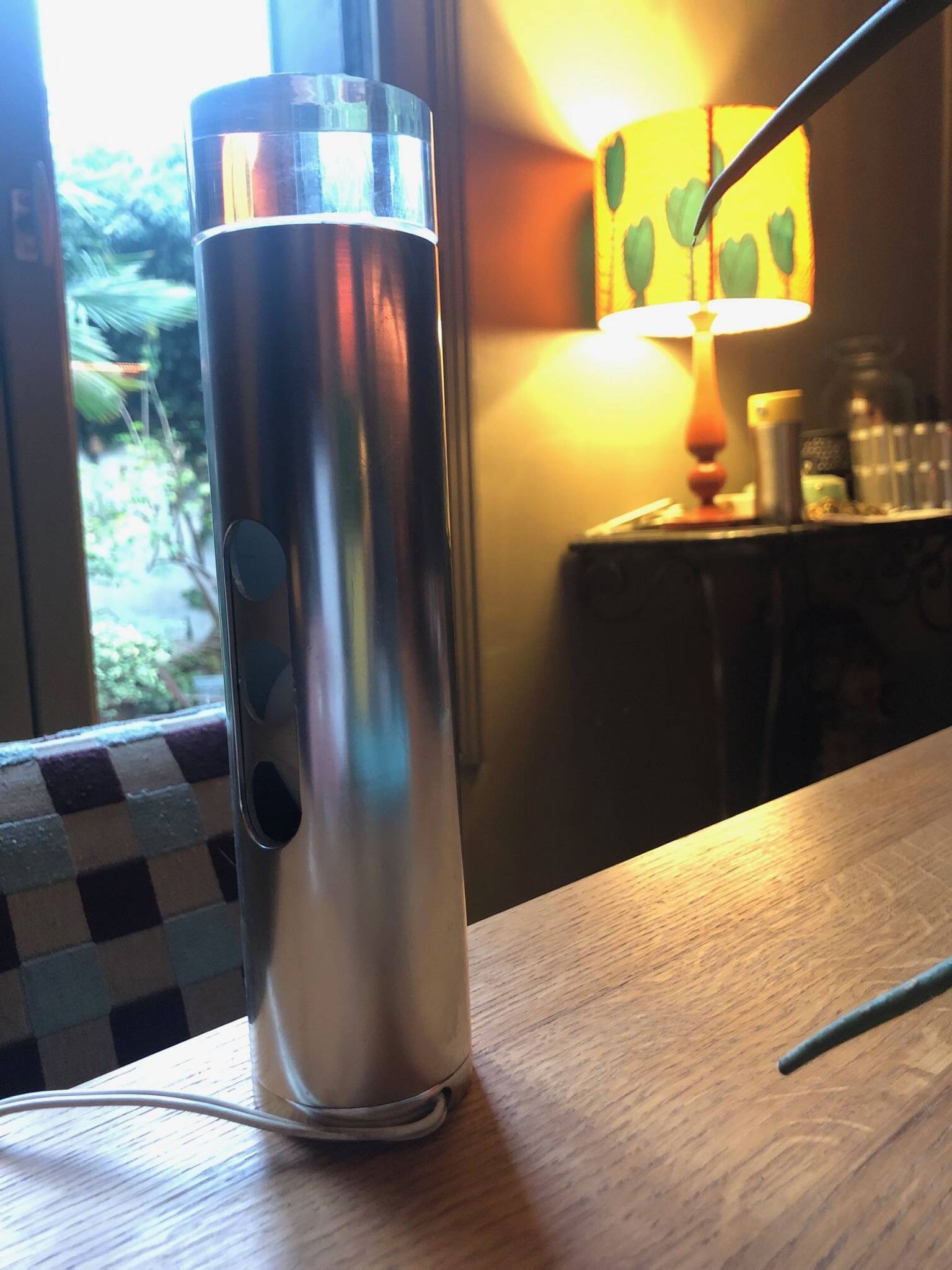 Vintage Cylindrical Lamp • Minimalist Totem • Space Age • 1970