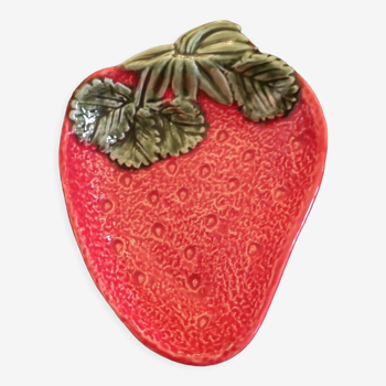 Coupelle en barbotine forme fraise travail portugais -  Années 1980