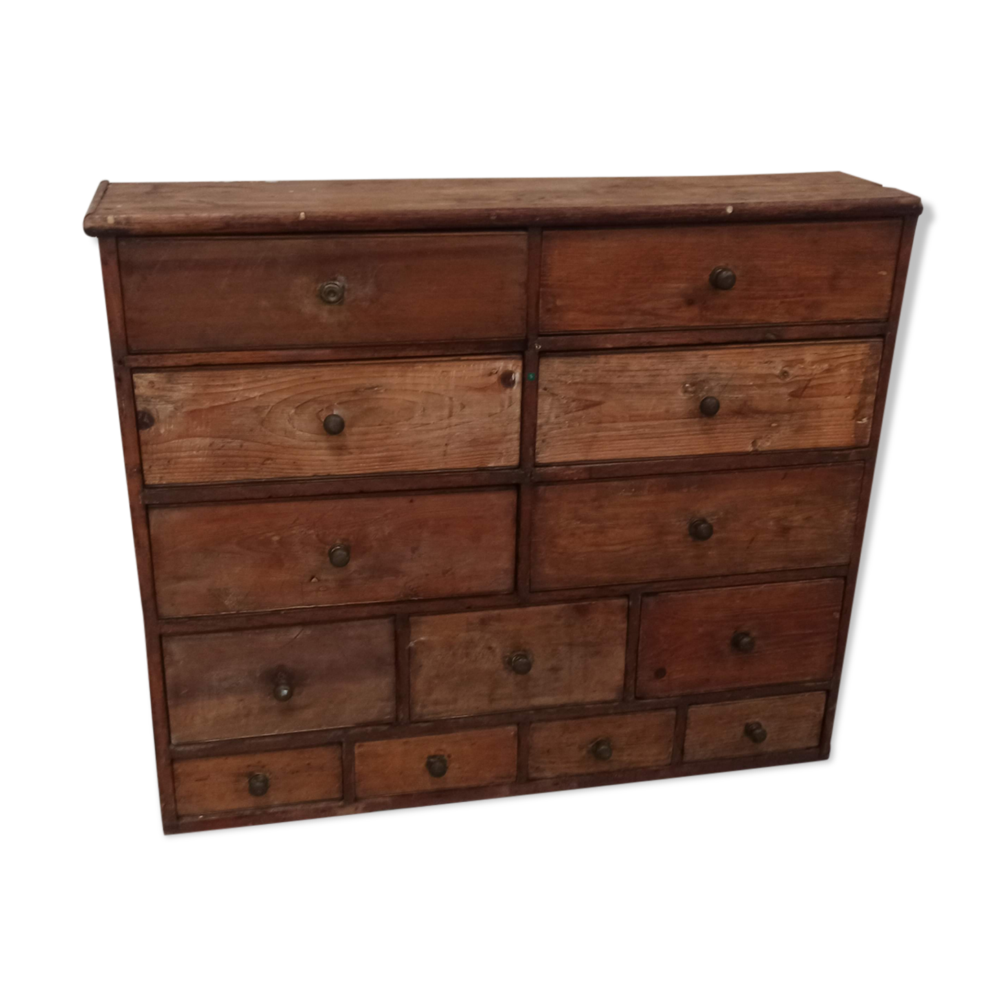 Hardware furniture wood multiple drawers old