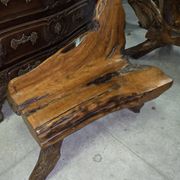 Asia 20th century: bench made of olive wood and driftwood