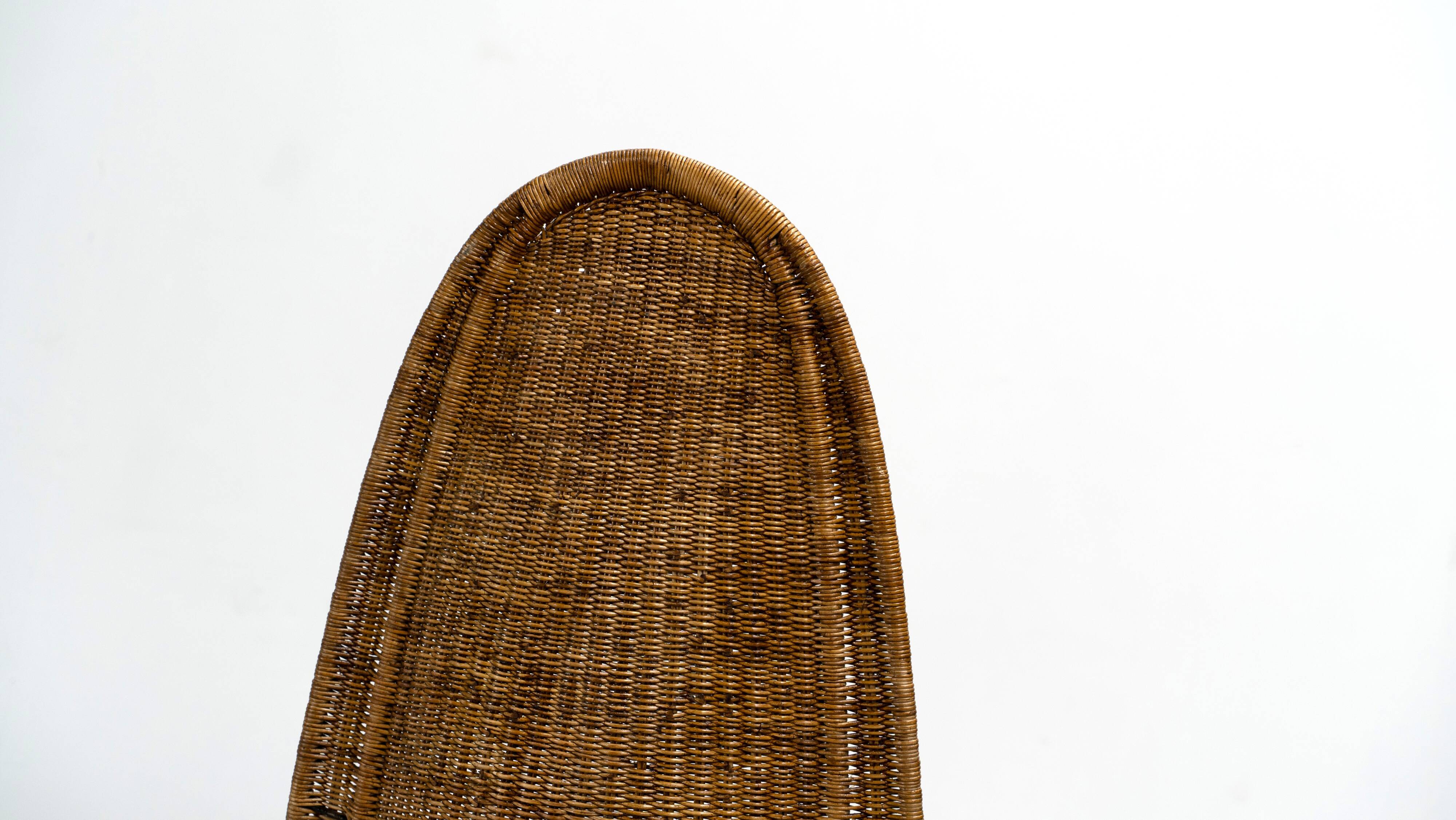 Chaise longue en rotin sculptural italienne