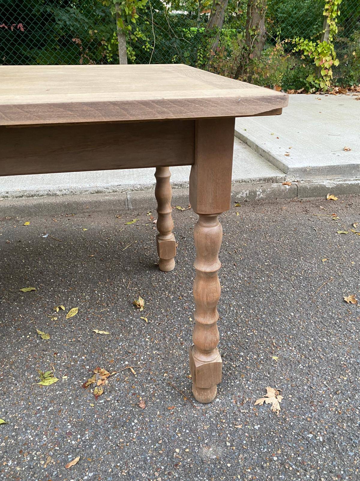 20th century extendable farmhouse dining table renovated in raw wood 225cm