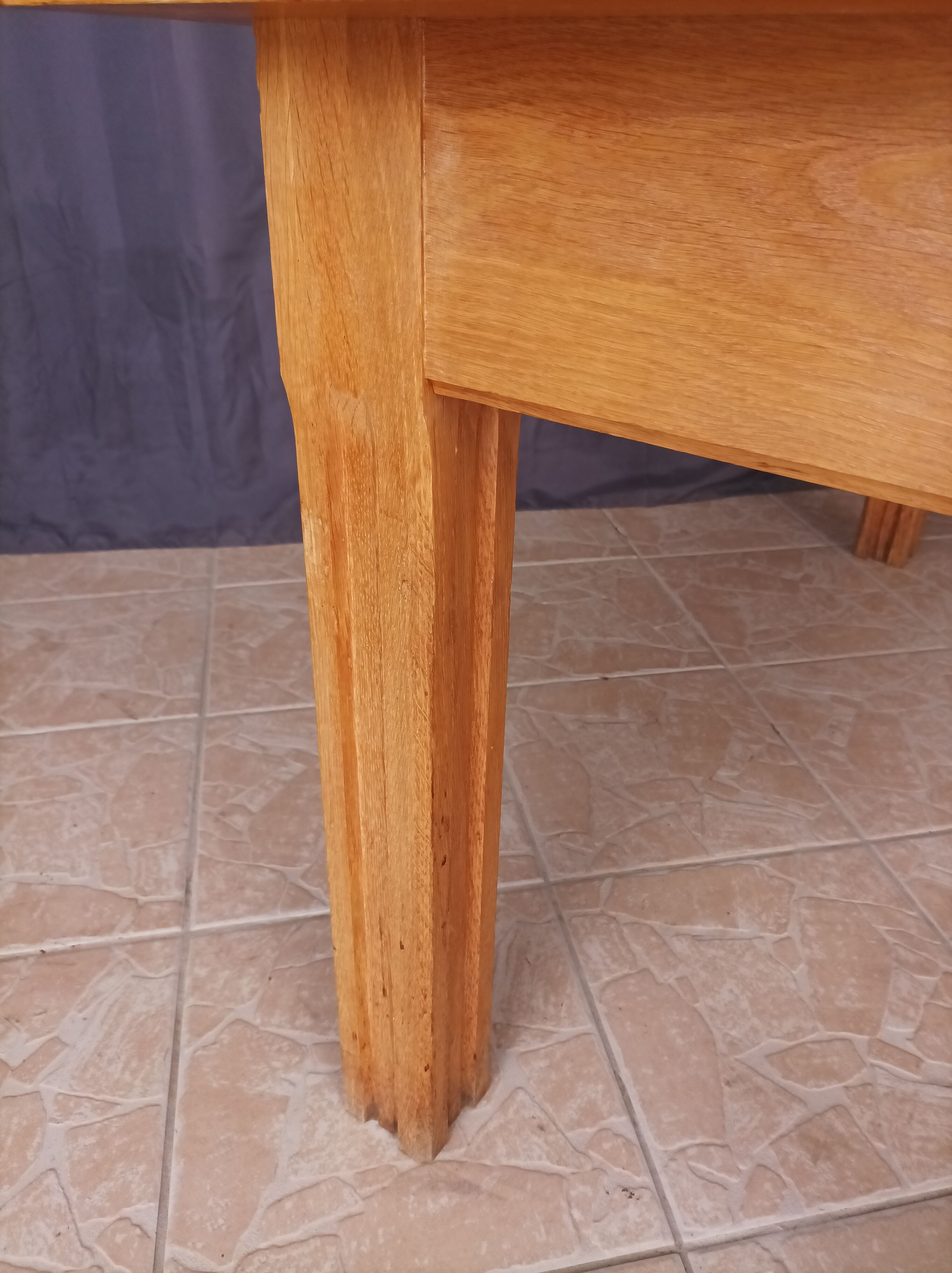 Vintage table in solid white oak