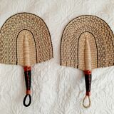 Set of 2 Bolga fans, African wall decor