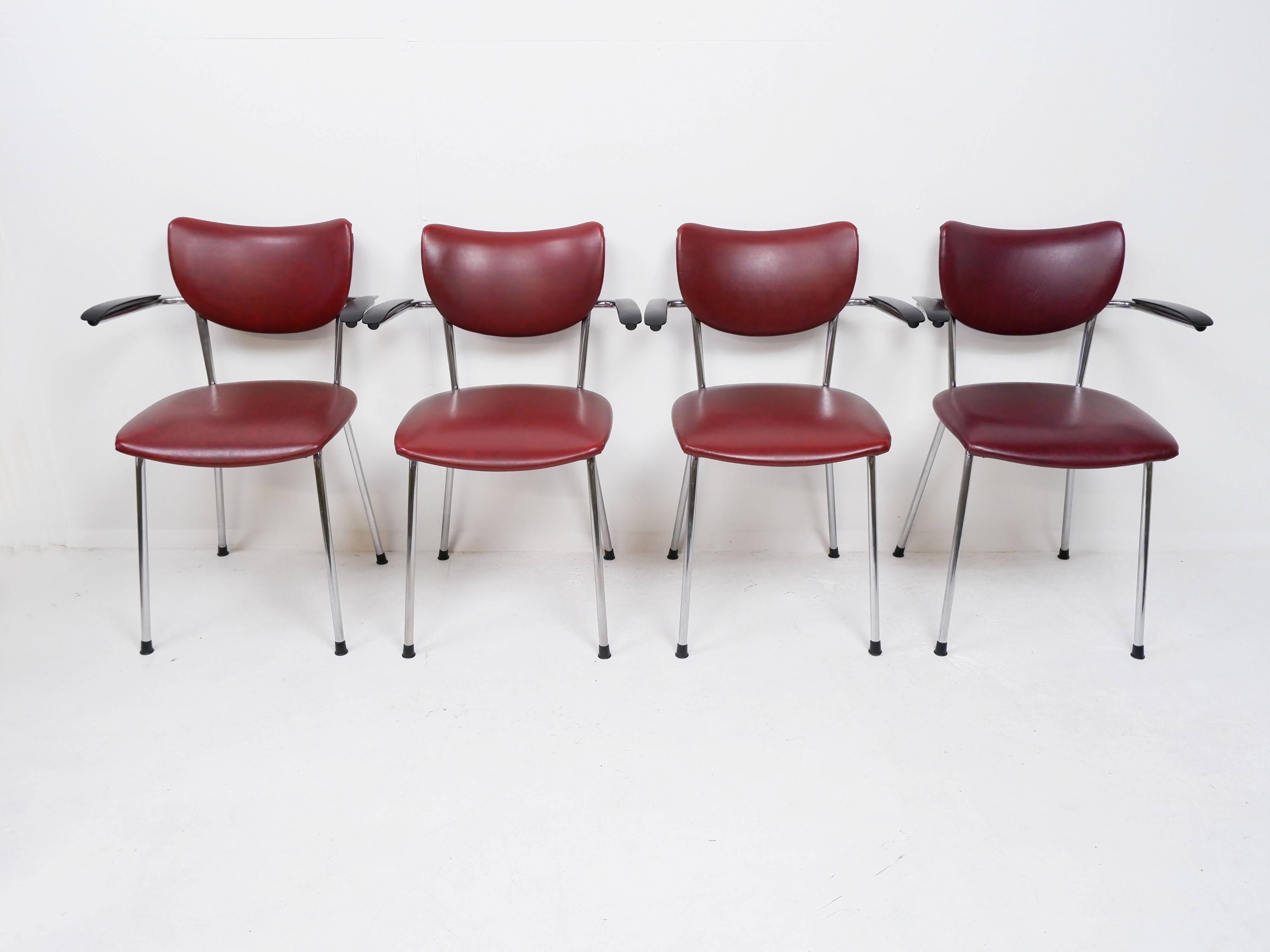 Set of 4 De Wit Dining chairs, 1960s