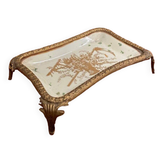 Pocket tray signed Louis in porcelain and bronze with gilded highlights France 20th century