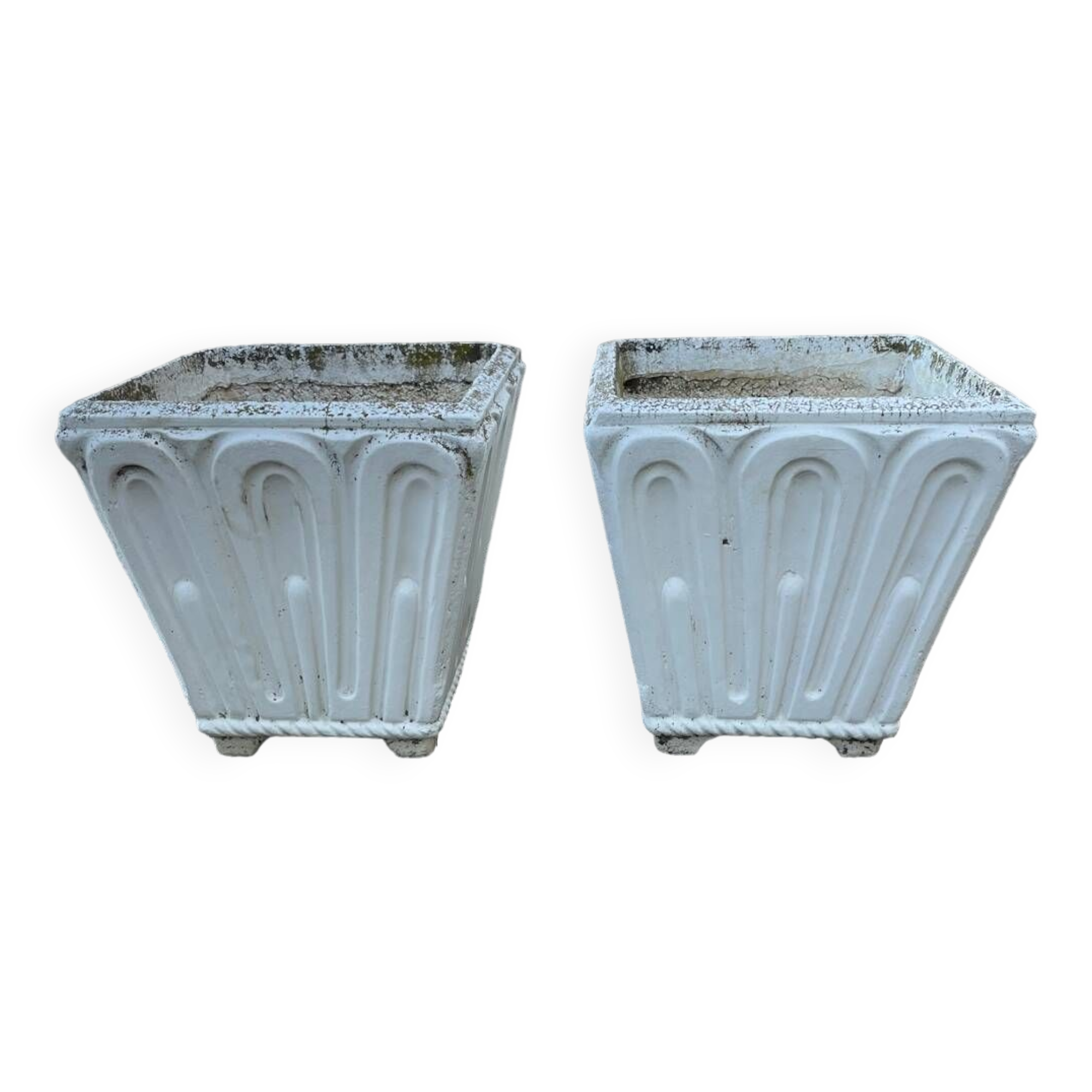 2 pot flower box garden patterned old planter