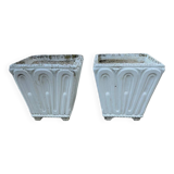 2 pot flower box garden patterned old planter