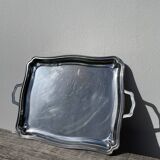 Rectangular silver metal tray