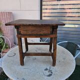 Antique folk art oak table or bedside table