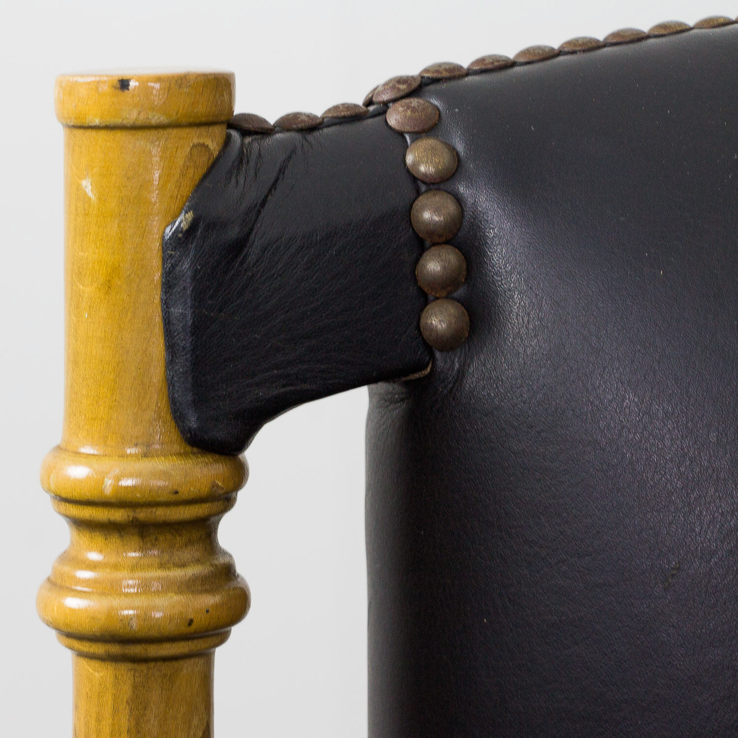 Black leather club sofa