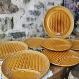 Barbotine, Assiettes et plat à asperges Sarreguemines