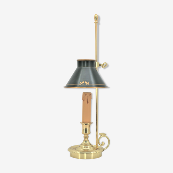 Lampe bouillotte style empire bronze abat-jour conique
