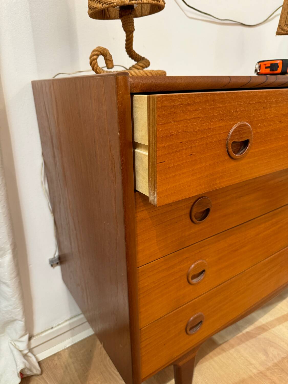 Vintage Danish teak chest of drawers from the 1960s