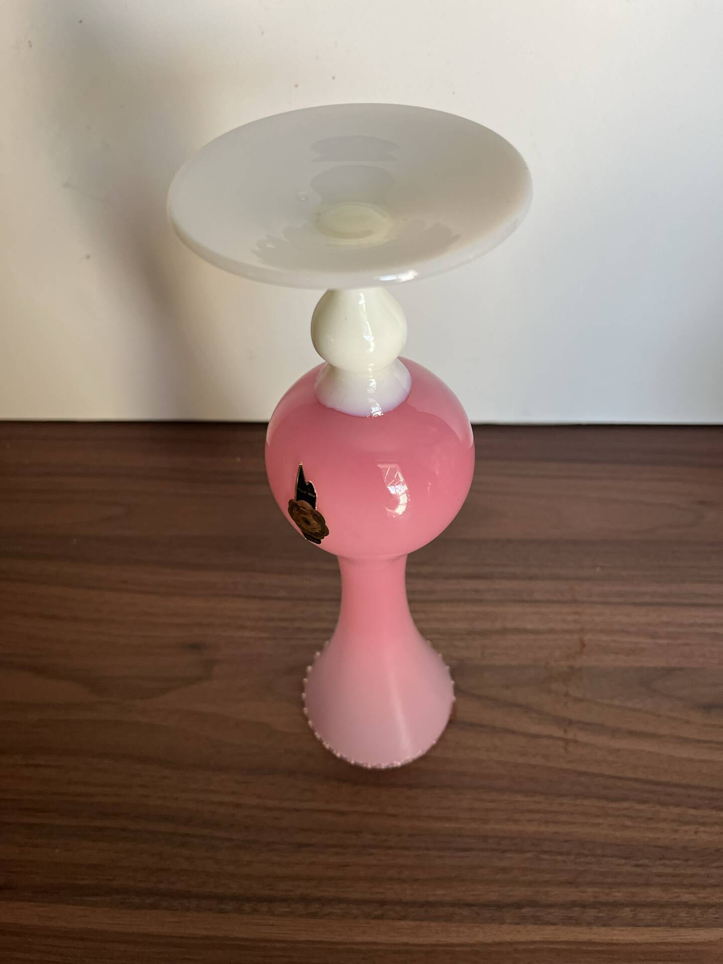 Opaline pink and white soliflore vase – Made in Italy vintage