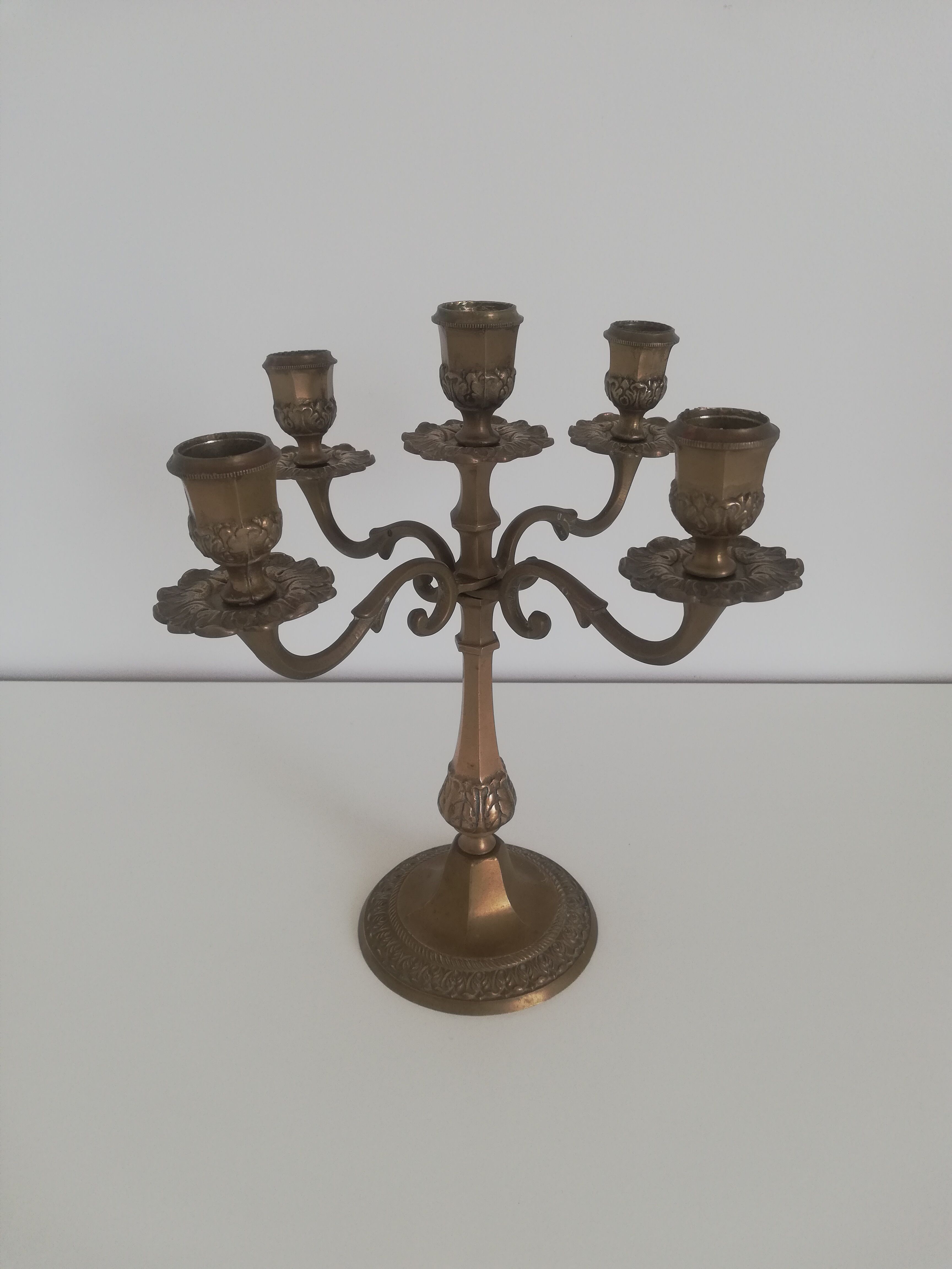 Vintage brass chandelier 5-burner