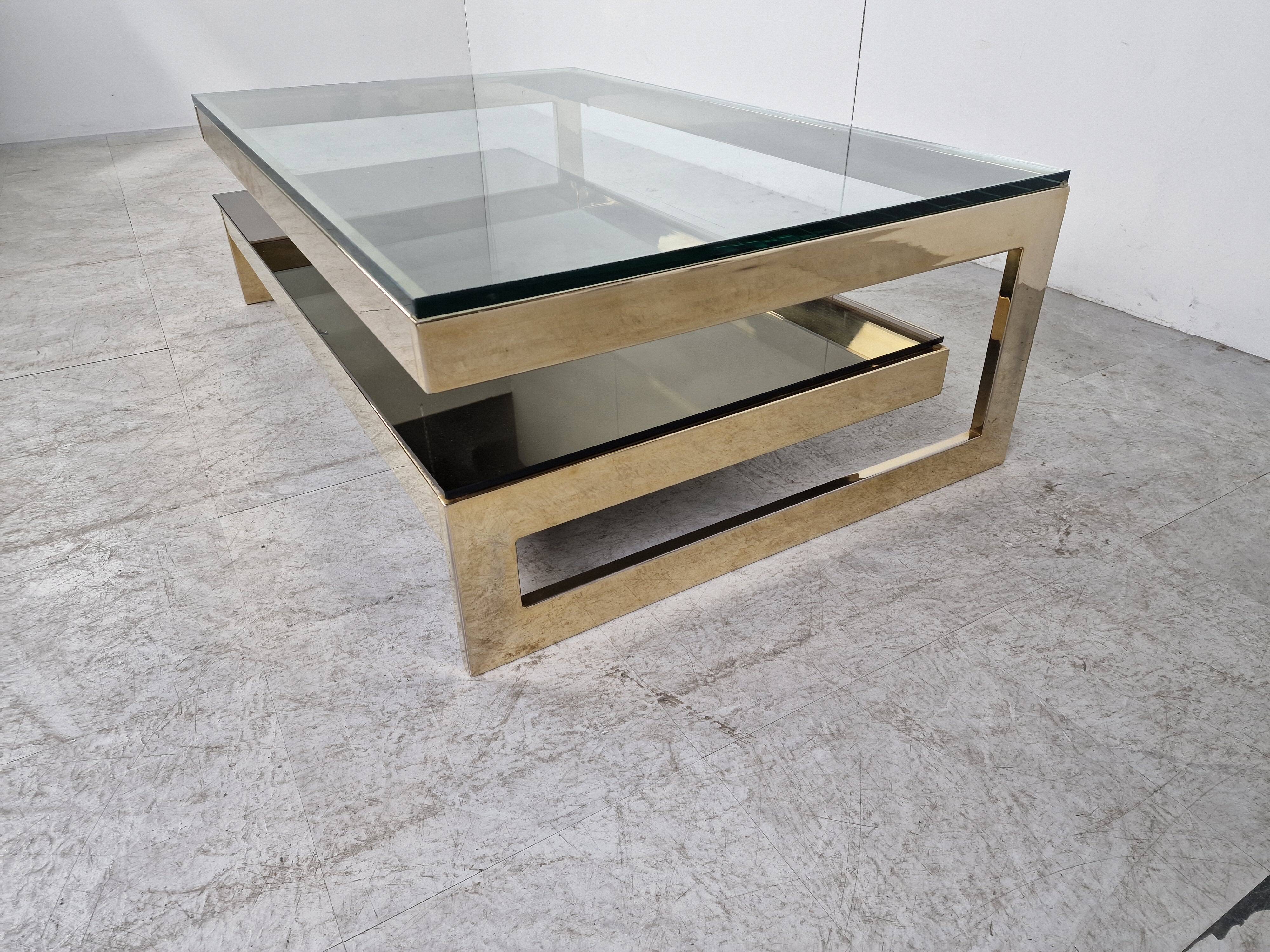 Vintage gold leaf coffee table by Belgochrom, 1970s