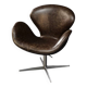 Brown leather Swan chair by Arne Jacobsen, mid-century Danish modernity.