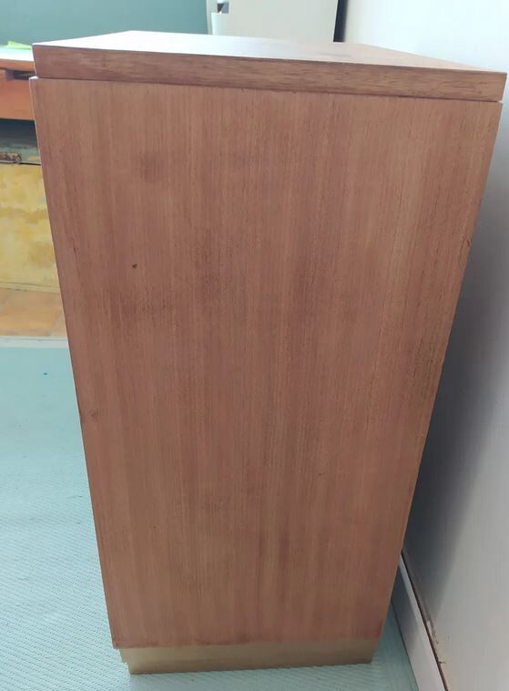 Meuble d'entrée d'appoint console art déco en bois couleur teck et doré