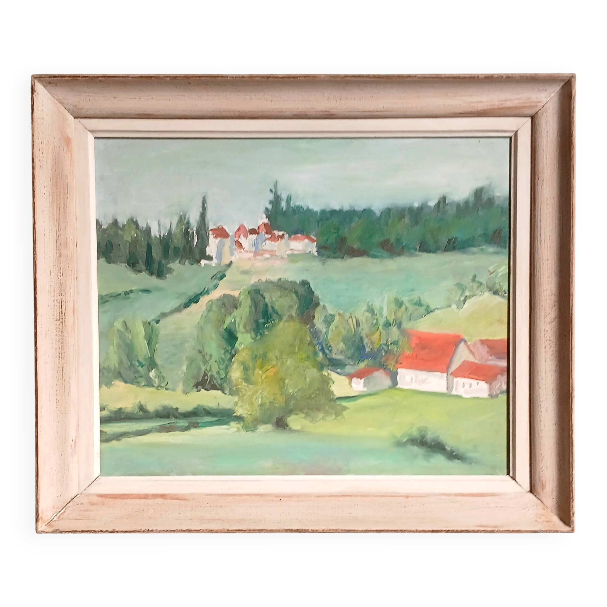 Huile sur bois post-impressionniste encadrée