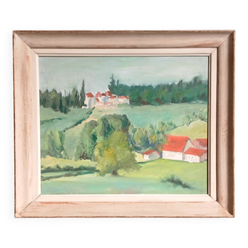 Huile sur bois post-impressionniste encadrée