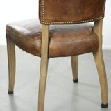 Set of 4 vintage cowhide and wooden dining chairs