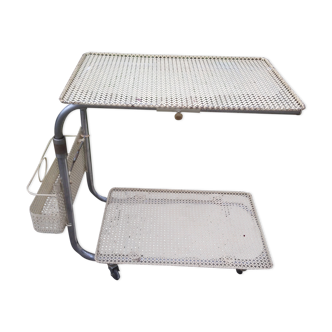 Vintage trolley adapt-table in perforated sheet metal from the 1950s