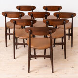 Mid Century Modern Dining Set, Round Table with 4 Fredrik Kayser Chairs