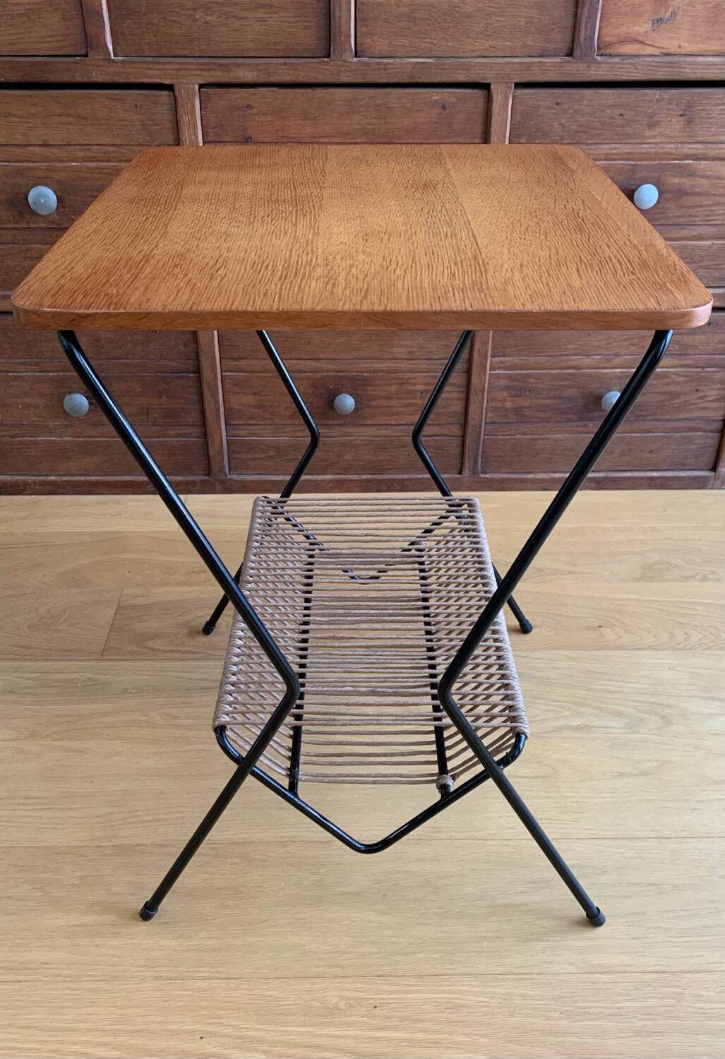 Vintage magazine rack side table