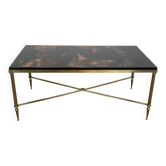 Neoclassical Brass Coffee Table with Lacquered Top Representing